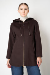 Herno Wool Flannel Hooded Jacket in Chocolate Brown