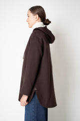 Herno Wool Flannel Hooded Jacket in Chocolate Brown