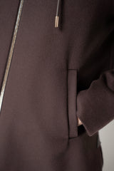 Herno Wool Flannel Hooded Jacket in Chocolate Brown