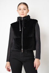 Herno High Neck Goose Down Padded Vest with Rhinestone Details in Black