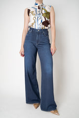 Rag & Bone Miramar Sofie Wide-Leg High Rise Pants in Dark Blue Wash