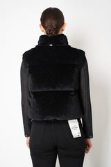 Herno High Neck Goose Down Padded Vest with Rhinestone Details in Black