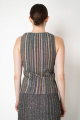 Missoni Ribbed Knit V-neck Sleeveless Top with Sequins in Grey Multicolour