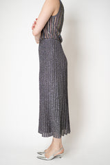 Missoni A-line Viscose Ribbed Midi Skirt in Black Silver