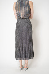 Missoni A-line Viscose Ribbed Midi Skirt in Black Silver