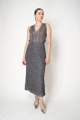 Missoni Ribbed Knit V-neck Sleeveless Top with Sequins in Grey Multicolour