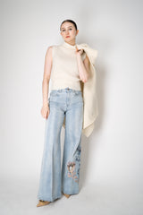 D. Exterior Wool Alpaca Soft Sleeveless Turtleneck Pullover Top in White Vancouver. Shop Online or in Store.