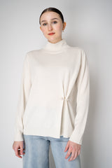Fabiana Filippi Wool Cashmere Funnel Neck Knit Pullover with Pin Embellishment in White Vancouver. Shop Online or in Store.