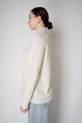 Fabiana Filippi Wool Cashmere Funnel Neck Knit Pullover with Pin Embellishment in White Vancouver. Shop Online or in Store.