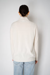 Fabiana Filippi Wool Cashmere Funnel Neck Knit Pullover with Pin Embellishment in White Vancouver. Shop Online or in Store.