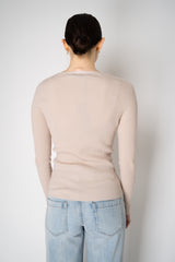 D. Exterior Virgin Wool Knit Ribbed V-neck Pullover in Nude Vancouver. Shop Online or in Store.