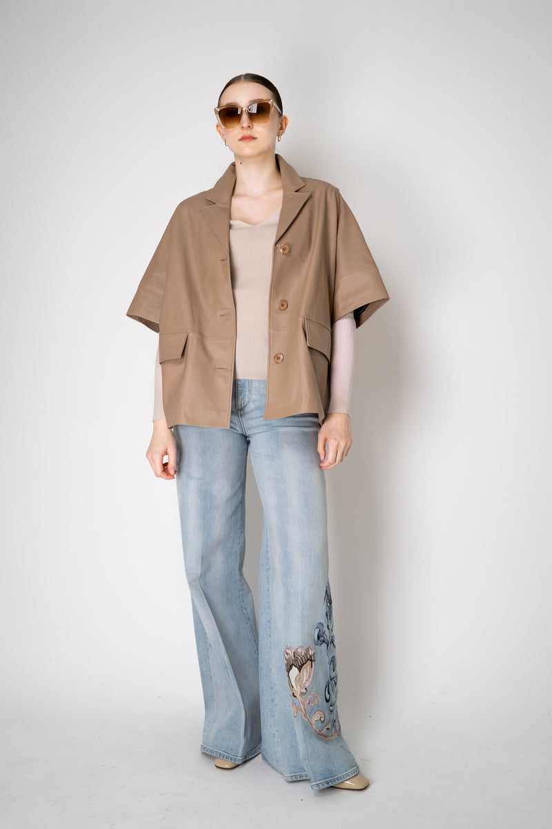 D. Exterior Virgin Wool Knit Ribbed V-neck Pullover in Nude Vancouver. Shop Online or in Store.