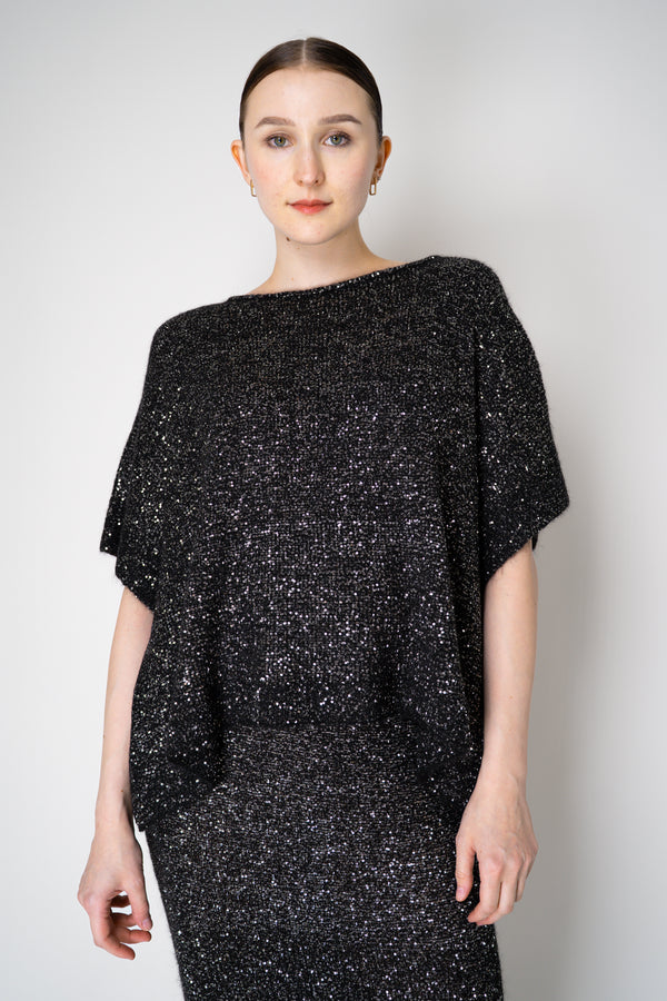 D. Exterior Lightweight Wool Alpaca Knit Sequined Poncho in Black Vancouver. Shop Online or in Store.