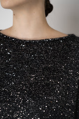 D. Exterior Lightweight Wool Alpaca Knit Sequined Poncho in Black Vancouver. Shop Online or in Store.