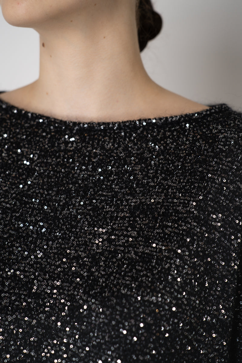 D. Exterior Lightweight Wool Alpaca Knit Sequined Poncho in Black Vancouver. Shop Online or in Store.