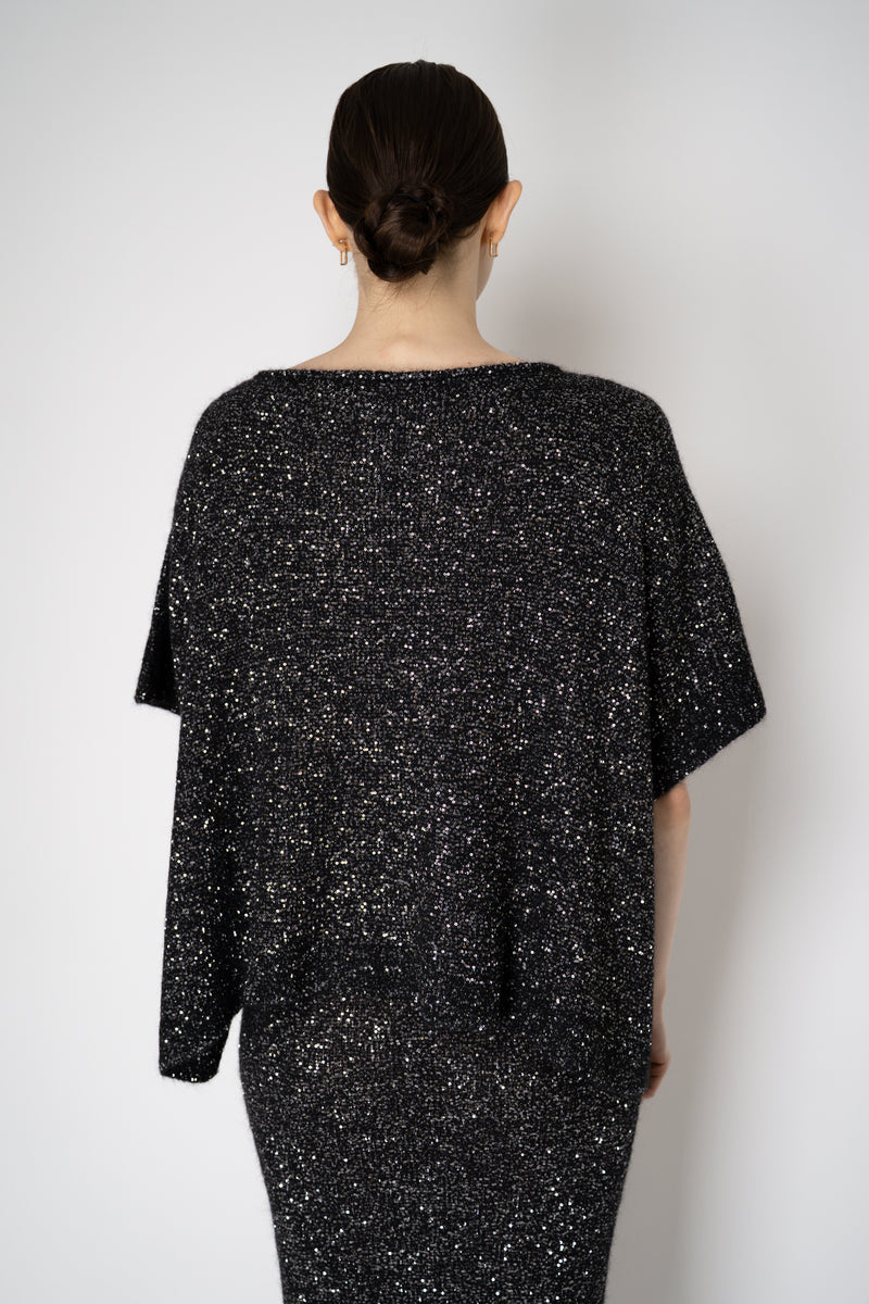 D. Exterior Lightweight Wool Alpaca Knit Sequined Poncho in Black Vancouver. Shop Online or in Store.
