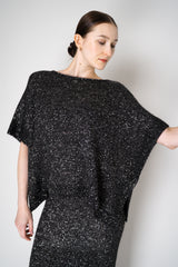 D. Exterior Lightweight Wool Alpaca Knit Sequined Poncho in Black Vancouver. Shop Online or in Store.