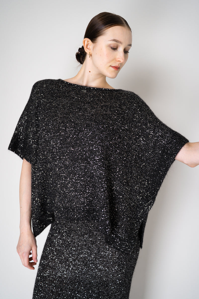 D. Exterior Lightweight Wool Alpaca Knit Sequined Poncho in Black Vancouver. Shop Online or in Store.