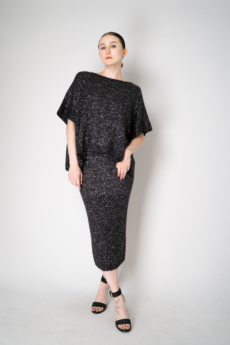 D. Exterior Lightweight Wool Alpaca Knit Sequined Poncho in Black Vancouver. Shop Online or in Store.