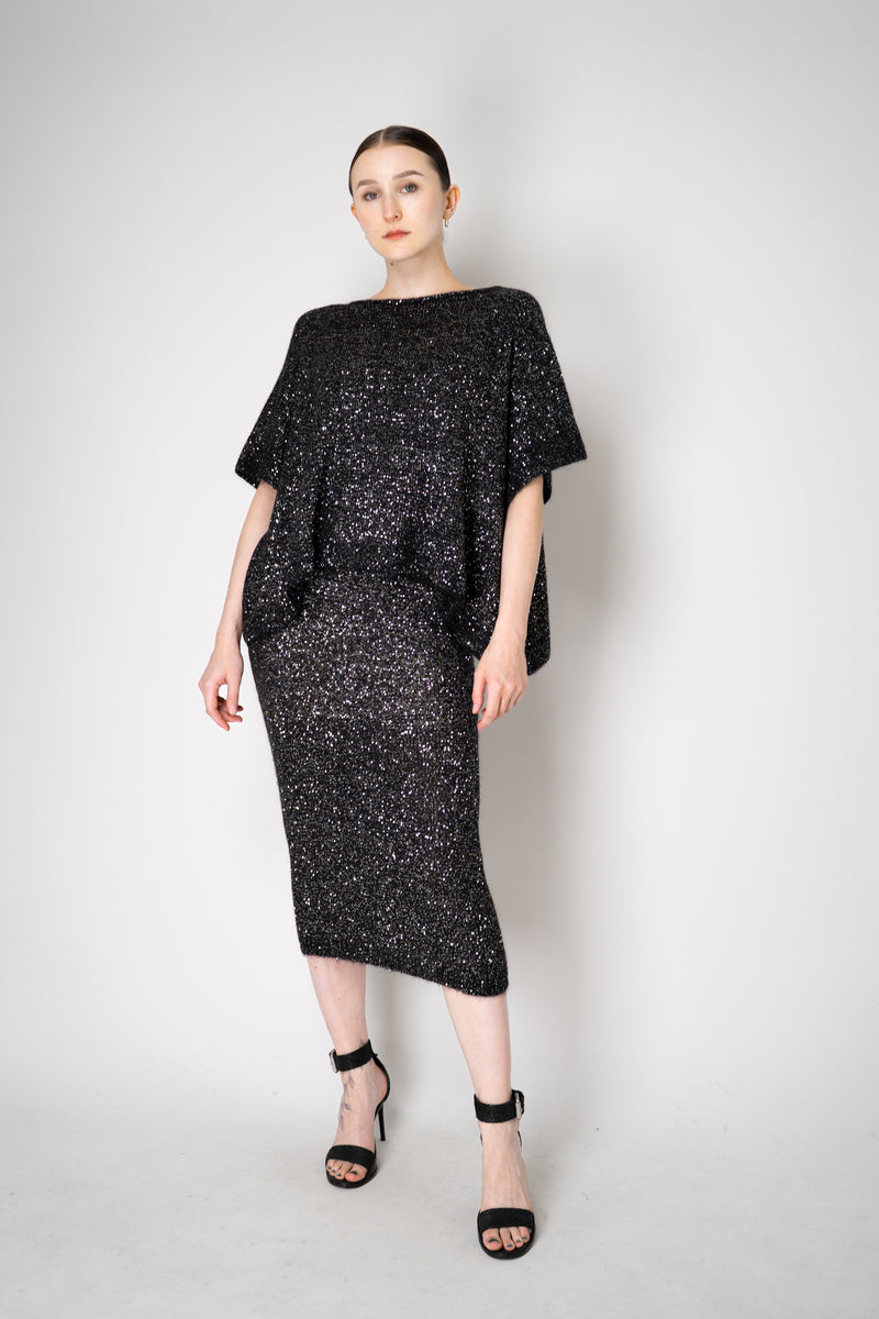 D. Exterior Lightweight Wool Alpaca Knit Sequined Poncho in Black Vancouver. Shop Online or in Store.
