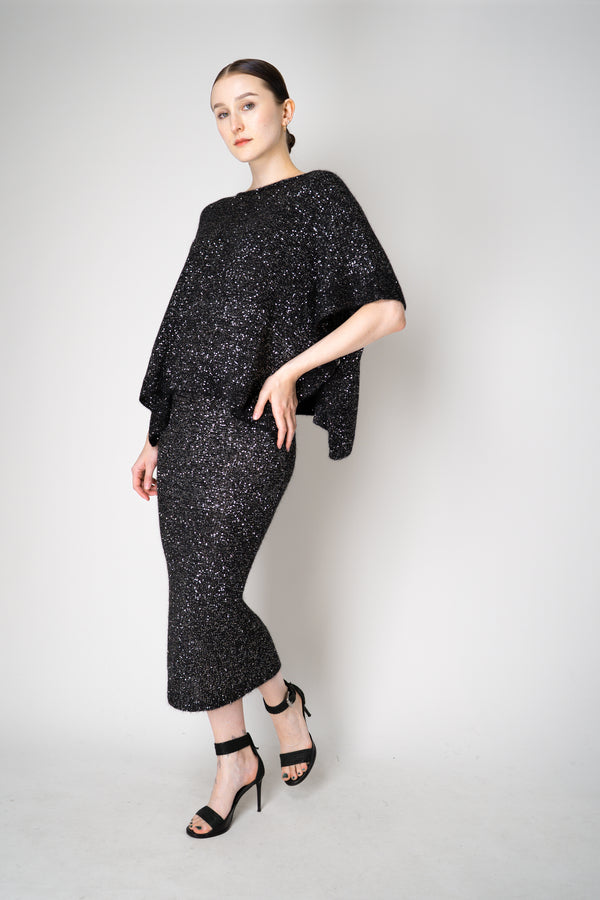 D. Exterior Lightweight Wool Alpaca Knit Sequined Poncho in Black Vancouver. Shop Online or in Store.