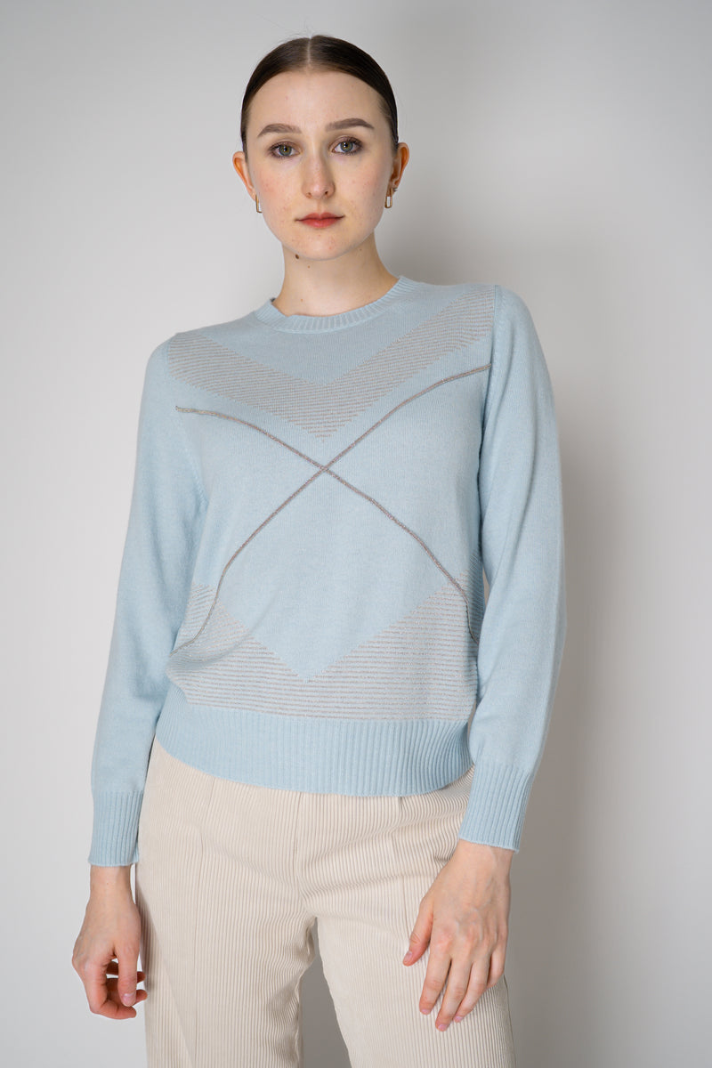 D. Exterior Cashmere Blend Knit Pullover with Brilliant Beading in Sky Blue Vancouver. Shop Online or in Store.