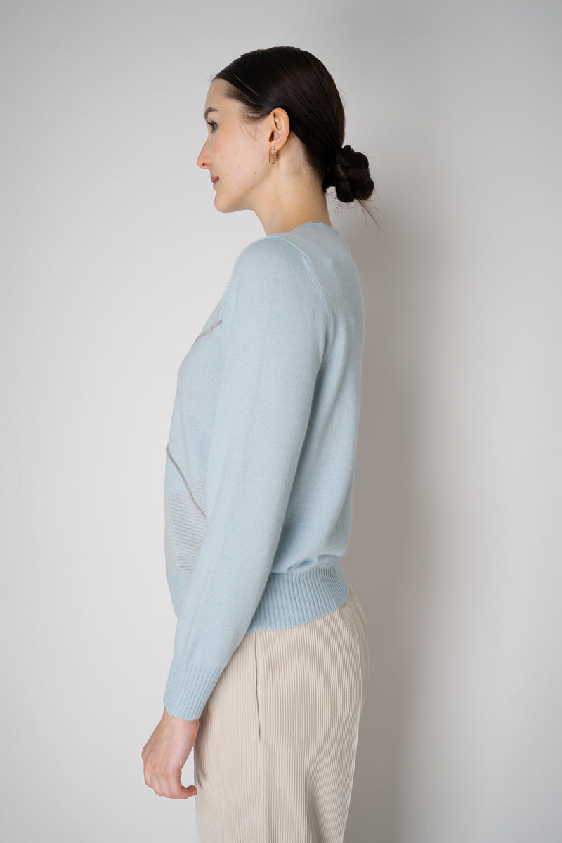 D. Exterior Cashmere Blend Knit Pullover with Brilliant Beading in Sky Blue Vancouver. Shop Online or in Store.