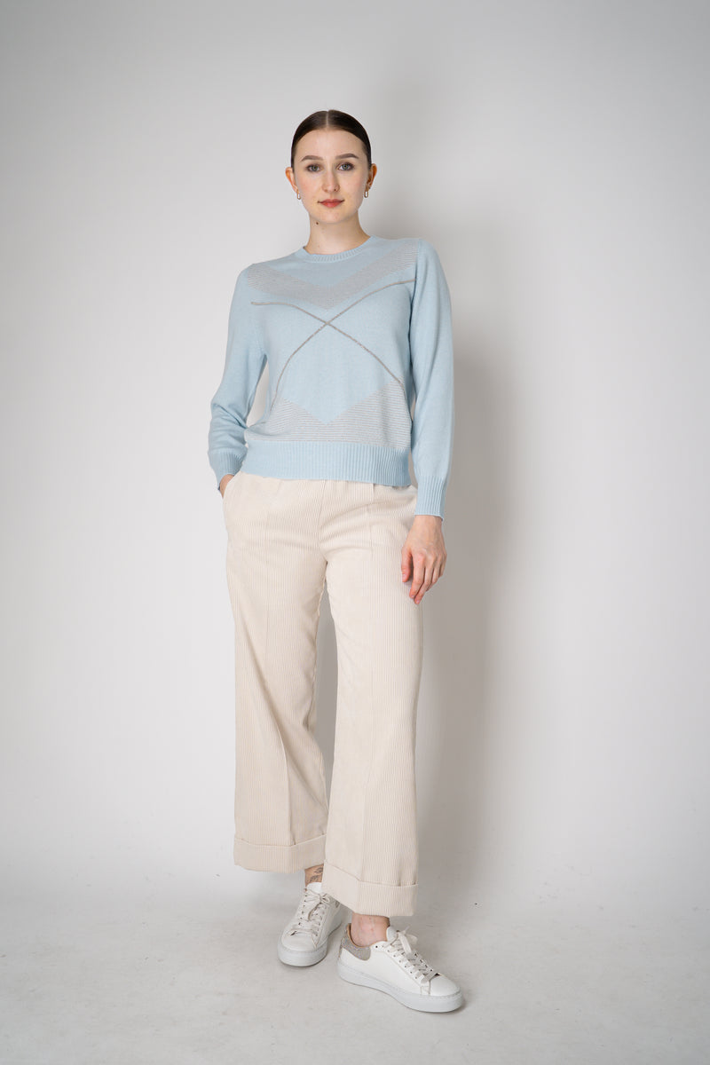 D. Exterior Cashmere Blend Knit Pullover with Brilliant Beading in Sky Blue Vancouver. Shop Online or in Store.