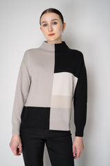 D. Exterior Cashmere Blend Knit Colour Block Sweater in Black and Beige Vancouver. Shop Online or in Store.