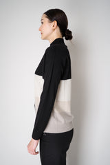 D. Exterior Cashmere Blend Knit Colour Block Sweater in Black and Beige Vancouver. Shop Online or in Store.