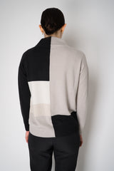 D. Exterior Cashmere Blend Knit Colour Block Sweater in Black and Beige Vancouver. Shop Online or in Store.