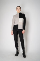 D. Exterior Cashmere Blend Knit Colour Block Sweater in Black and Beige Vancouver. Shop Online or in Store.