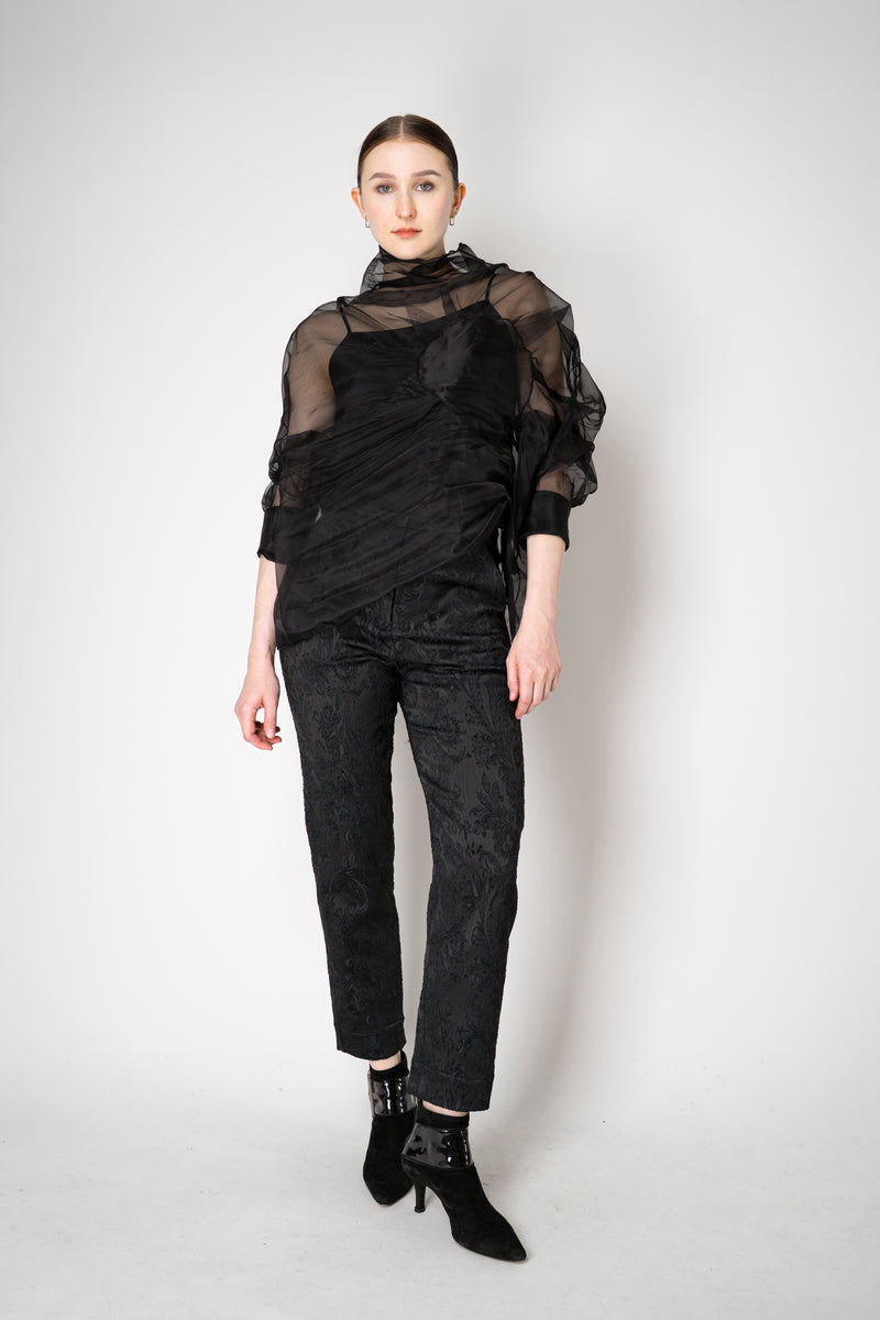 Annette Gortz Stretch Brocade Slim Fit Trousers in Black Vancouver. Shop Online or in Store.
