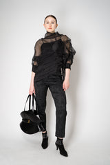 Annette Gortz Stretch Brocade Slim Fit Trousers in Black Vancouver. Shop Online or in Store.