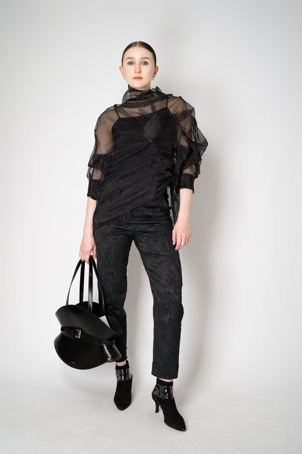 Annette Gortz Stretch Brocade Slim Fit Trousers in Black Vancouver. Shop Online or in Store.