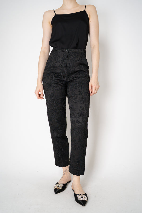 Annette Gortz Stretch Brocade Slim Fit Trousers in Black Vancouver. Shop Online or in Store.