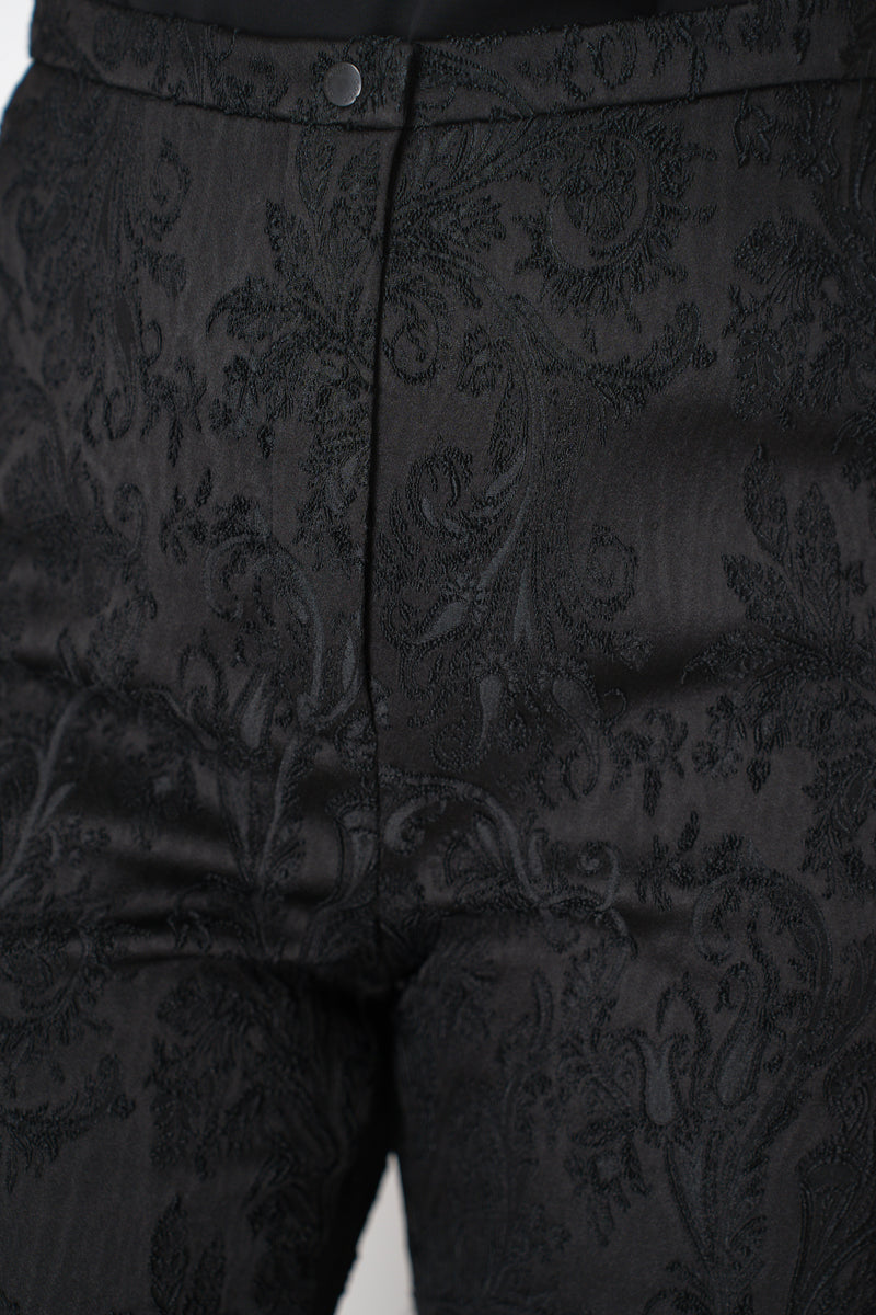 Annette Gortz Stretch Brocade Slim Fit Trousers in Black Vancouver. Shop Online or in Store.