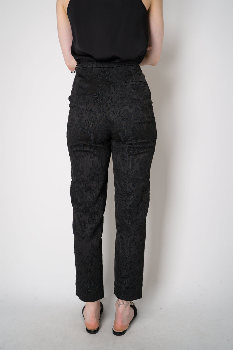 Annette Gortz Stretch Brocade Slim Fit Trousers in Black Vancouver. Shop Online or in Store.