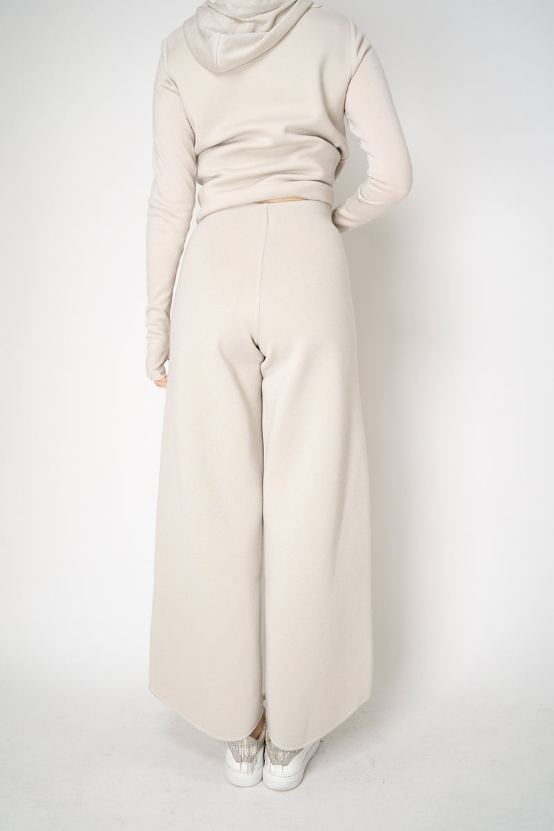 Annette Gortz Wide Leg Knit Pants with 3D Pockets in Beige Vancouver. Shop Online or in Store.