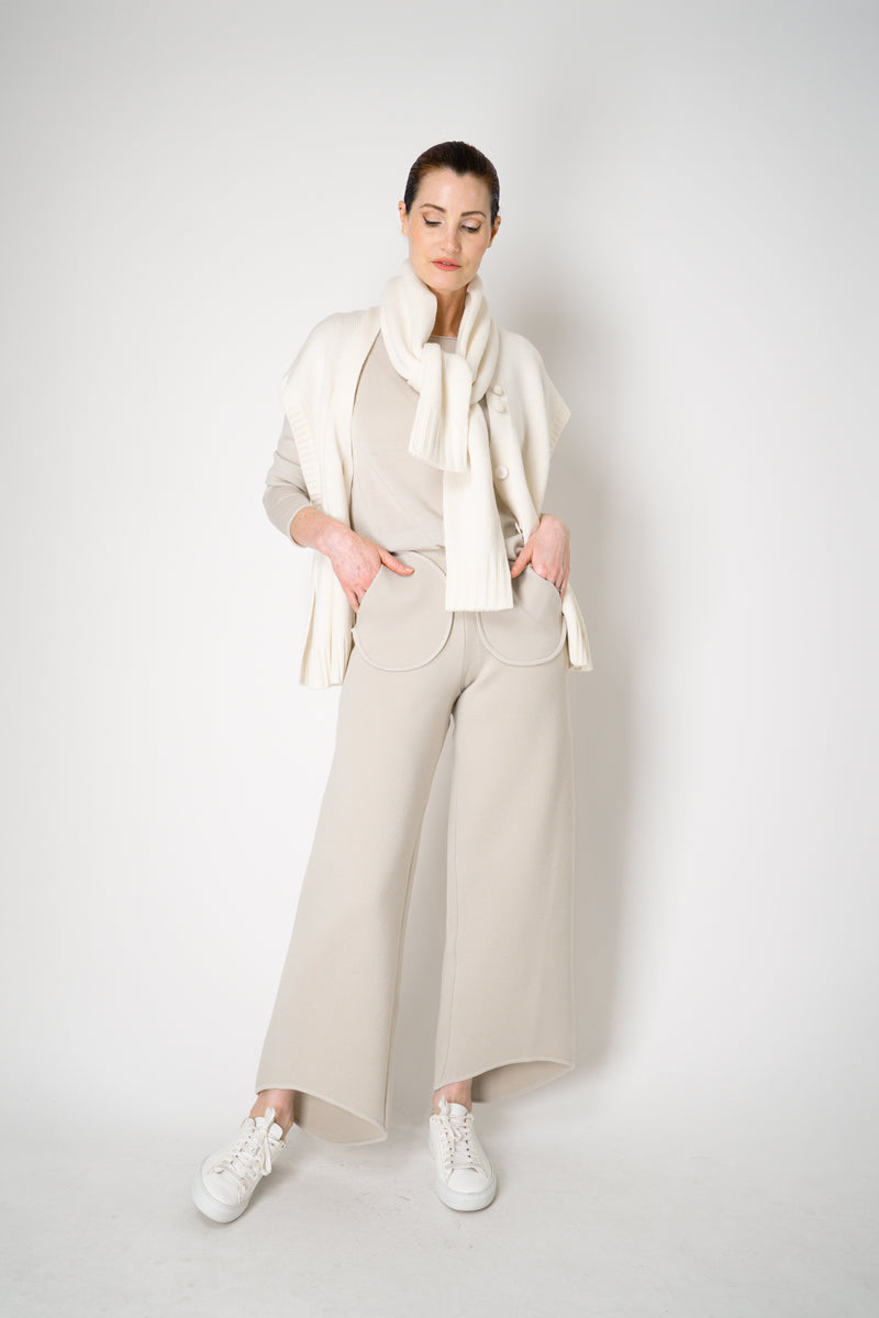 Annette Gortz Wide Leg Knit Pants with 3D Pockets in Beige Vancouver. Shop Online or in Store.