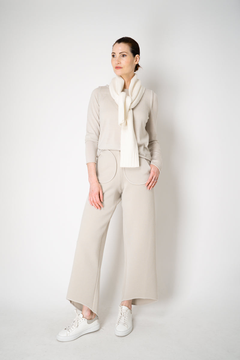 Annette Gortz Wide Leg Knit Pants with 3D Pockets in Beige Vancouver. Shop Online or in Store.