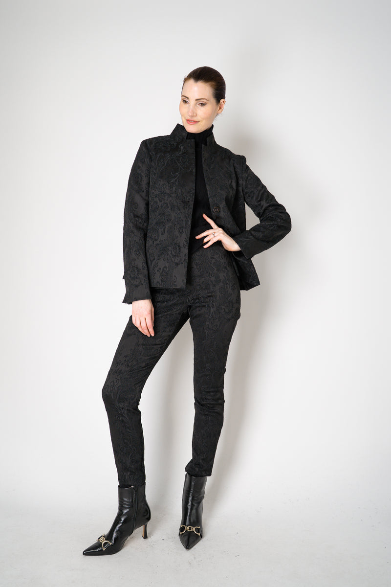 Annette Gortz Stretch Brocade Skinny Trousers in Black Vancouver. Shop Online or in Store.
