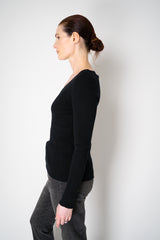 D. Exterior Virgin Wool Knit Ribbed V-neck Pullover in Black Vancouver. Shop Online or in Store.