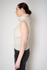 D. Exterior Wool Alpaca Soft Sleeveless Turtleneck Pullover Top in White Vancouver. Shop Online or in Store.