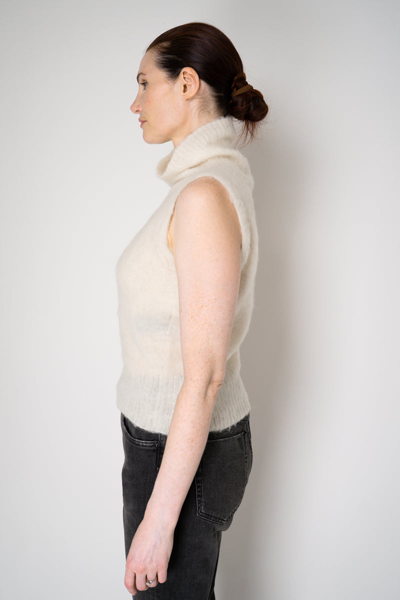 D. Exterior Wool Alpaca Soft Sleeveless Turtleneck Pullover Top in White Vancouver. Shop Online or in Store.