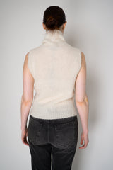 D. Exterior Wool Alpaca Soft Sleeveless Turtleneck Pullover Top in White Vancouver. Shop Online or in Store.