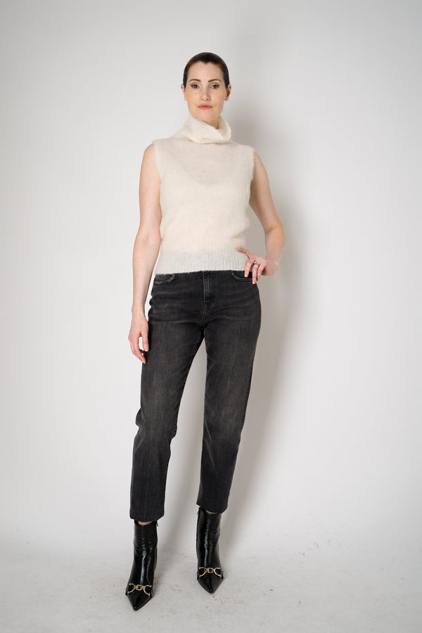 D. Exterior Wool Alpaca Soft Sleeveless Turtleneck Pullover Top in White Vancouver. Shop Online or in Store.