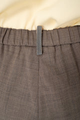Fabiana Filippi Bistretch Wool Pull-On Trousers With Front Crease in Taupe