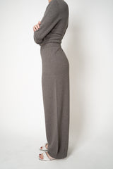Fabiana Filippi Platinum Wide Leg Knit Jogging Trousers With Filo Diamante Loop in Taupe
