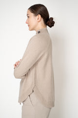 Rocco Ragni Wool Cashmere Knit Turtleneck Pullover with Brilliant Beading Detail in Taupe